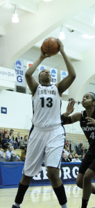 FILE PHOTO: CHRIS GRIVAS/THE HOYA Senior center Sydney Wilson put up 12 points on 5-of-8 shooting.