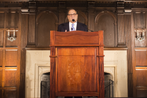 Former Anti-Defamation League National Director and Holocaust survivor Abraham Foxman spoke on anti-Semitism in the Copley Formal Lounge on Feb. 23.