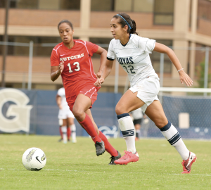 CHRIS BIEN/THE HOYA Senior Camille Trujillo scored three goals this weekend, bringing her season total to four after leading the team with 13 last year.