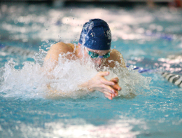 CHRIS BIEN/THE HOYA Senior Brad Crist was on two relay teams that finished second in both the 200 freestyle and the 200 medley during Saturday’s Senior Day meet against Catholic.