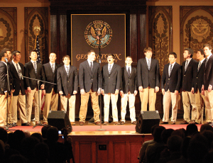 CHRIS BIEN/THE HOYA The Chimes, Georgetown's oldest a cappella group, uphold decades-old traditions, connecting students and alumni.