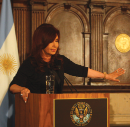 Argentinian President Cristina Fernández de Kirchner spoke in Copley Hall Wednesday.