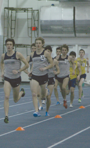 FILE PHOTO: SARI FRANKEL/THE HOYA Sophomore Max Darrah (4), shown at the Hoya Spiked Shoe Invitational, finished third in the 3K run at Penn State Nationals last weekend.