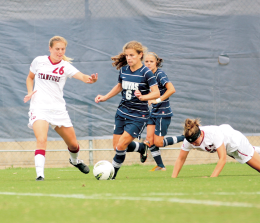 CHRIS BIEN/THE HOYA Freshman midfielder Daphne Corboz has started in all of Georgetown’s 14 games and is fourth on the squad in goals scored.