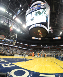 CHRIS BIEN/THE HOYA Starting this season, students will be able to take buses directly from campus to Verizon Center and use smartphones to enter the stadium.