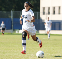 FILE PHOTO: CHRIS BIEN/THE HOYA Senior forward Camille Trujillo’s 34 career goals are the most in program history. She also holds the single-season record after scoring 13 times last season.