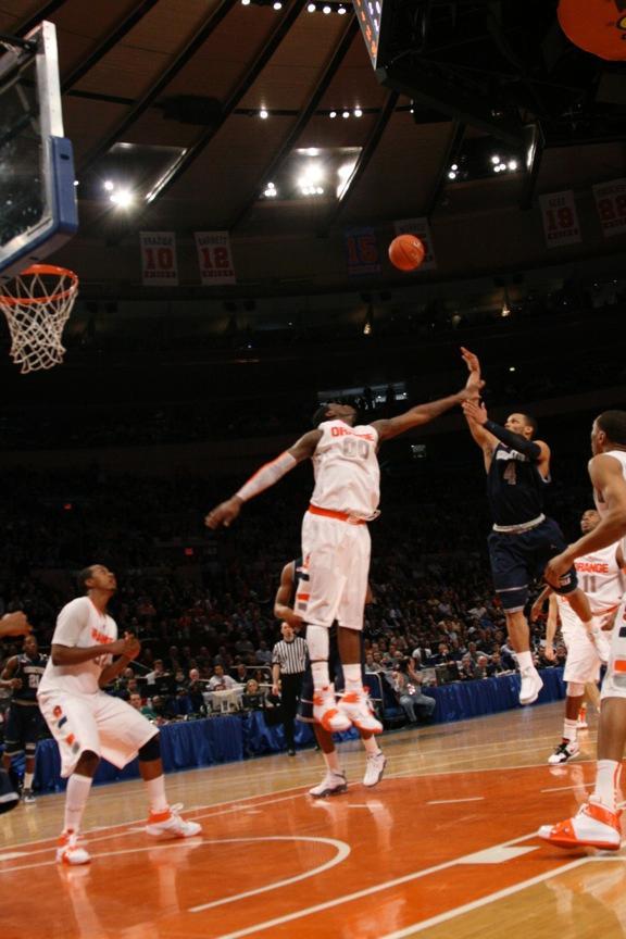 Junior guard Chris Wright beats the shot clock for two of his 27 points.