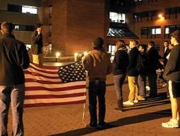 Students gathered in Red Square Wednesday evening to speak out against the anti-war protests at Gen. David Petraeus' speech last Thursday. 