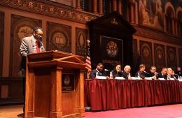 Maurice Jackson speaks at a forum on Thursday, aimed at discussing the crisis in Haiti.