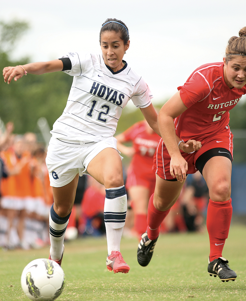 Chris Bien/ THE HOYA Senior forward Camille Trujillo scored twice and had one assist against overmatched Pittsburgh in the Hoyas’ 6-0 rout Sunday afternoon.