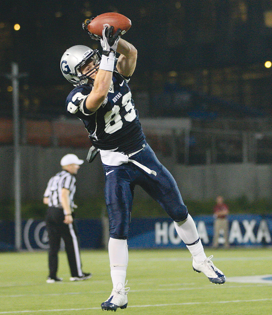 CHRIS BIEN/THE HOYA Sophomore receiver Zack Wilke has played in just two of the Hoyas’ three games this year but is tied for third on the team with seven receptions.