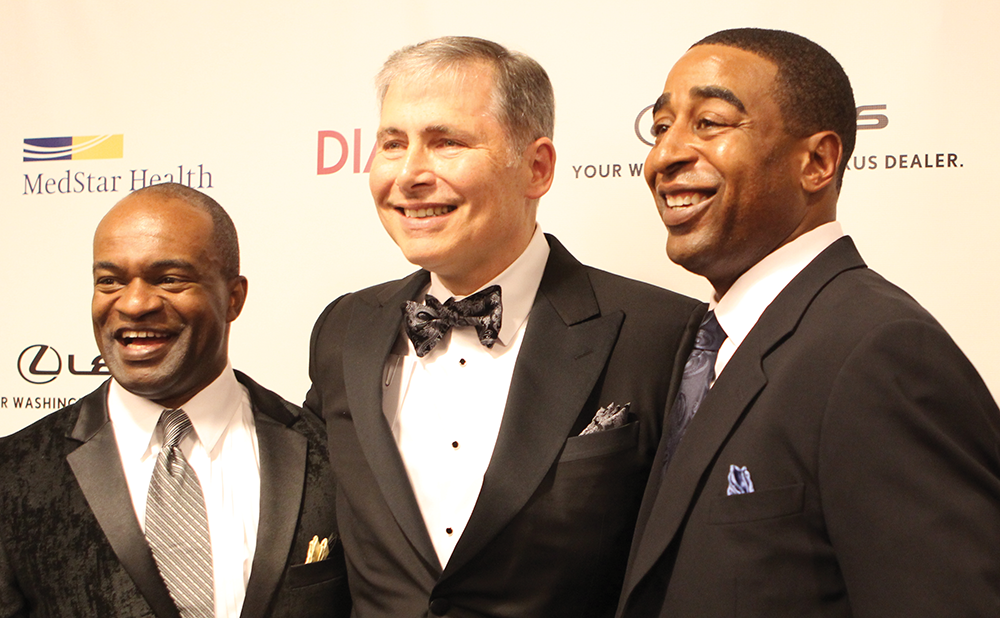 LAURA WAGNER/THE HOYA From left to right: Executive Director of the NFL Players Association DeMaurice Smith, Director of Georgetown Lombardi Louis Weiner and NFL Hall of Fame wide receiver Cris Carter.