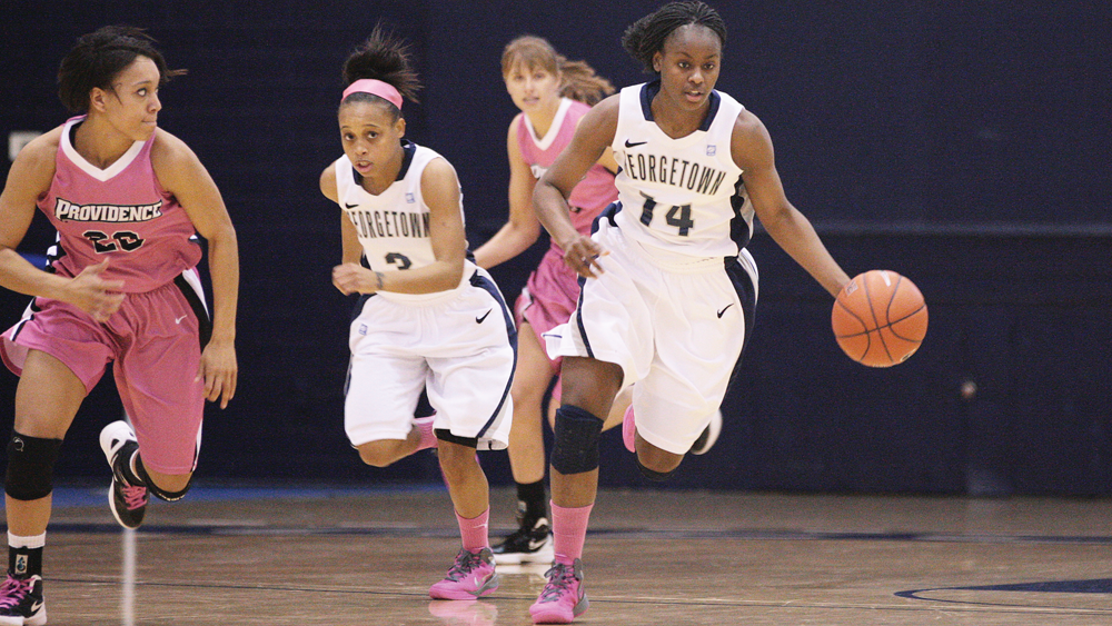 CHRIS BIEN/THE HOYA Junior guard and Big East leading scorer Sugar Rodgers had 14 points in last Saturday’s win over Providence.