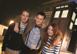 BBC.COM THE PERFECT MATES Catch the adventures of The 11th Doctor, seen here sporting his signature bowtie, and his friends Rory and Amy on Netflix.