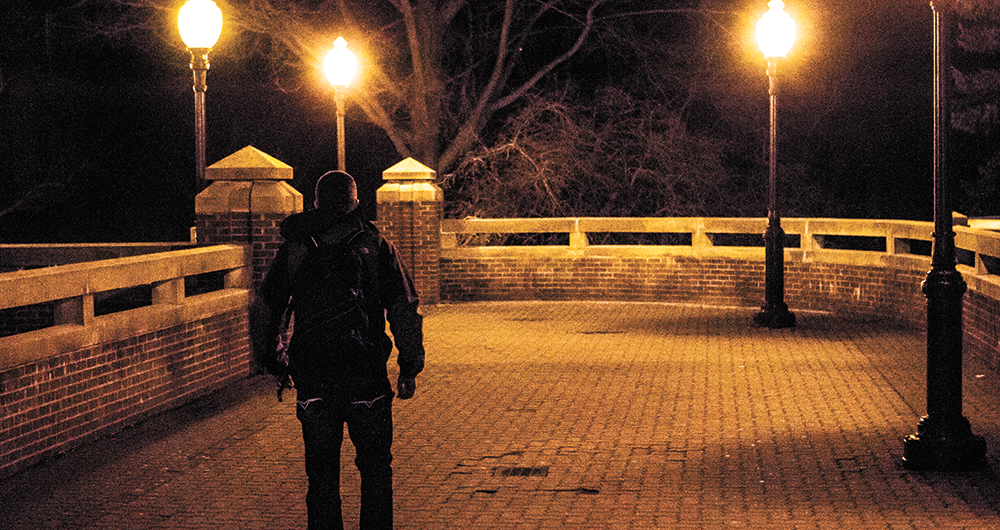 ALEXANDER BROWN/THE HOYA The usually bustling Georgetown campus can be eerily quiet in the early morning, but for some students, 4 a.m. is the perfect time to complete their studies.