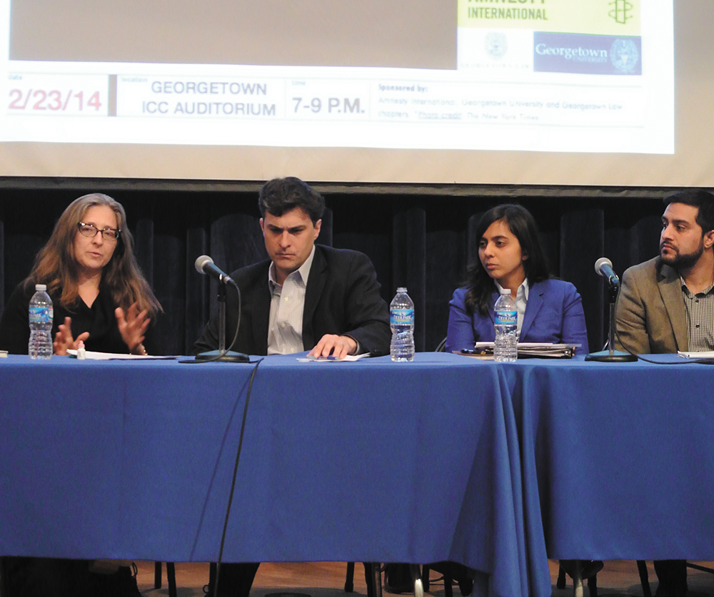 KRISTEN SKILLMAN/THE HOYA Left to right: Christine Fair, Mark Mazzetti, Naureen Shah, Raha Wala