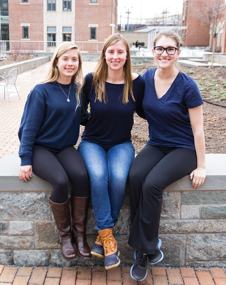 NATASHA THOMSON/THE HOYA  Anne Gilliland (COL ’16), Tori Goodell (COL ’16) and Elise Widerlite (COL ’15) have brought Spoon University, an online food publication, to Georgetown. 