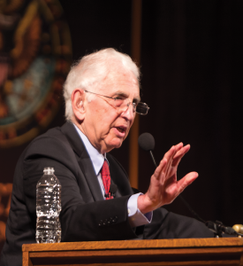 BEN APPLEY-EPSTEIN/THE HOYA Daniel Ellsberg condemned government surveillance during his keynote Tuesday.