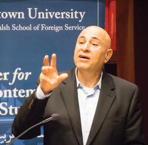 DANIEL SMITH/THE HOYA Saleh Abdel Jawad spoke about Palestinian perceptions of the Ottoman Empire during WWI on Monday as part of the Middle East Lecture Series.