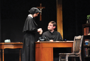 Olivia Hewitt/The Hoya Maddie Kelley (COL '16) and Addison Williams (COL '14) gave powerful performances that created a tense web of secrecy in "Doubt: A Parable."