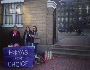 COURTESY H*YAS FOR CHOICE H*yas for Choice’s short-lived protest.