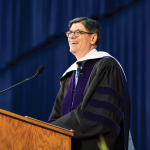 ALEXANDER BROWN/THE HOYA Treasury Secretary Jacob Lew (LAW ’83) addressed graduates of the McCourt School of Public Policy in McDonough Arena on Thursday. 