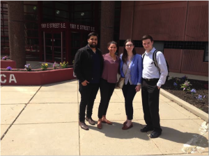 From left, Sharang Rai, Sarah Henderson, Lauren McDonald and Ryan Whelan at the Incarcerated Youth Program. 
