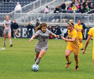 FILE PHOTO:ALEXANDER BROWN/THE HOYA Reigning Big East Midfielder of the Year, senior Daphne Corboz was a unanimous all-Big East First team selection. Corboz and the women’s soccer team were voted 20th in the NCAA preseason poll. The Hoyas will play their first home game this Friday against NC State. 