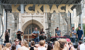 MICHELLE XU/THE HOYA Peter Fanone (COL ’15) performs at Kickback, a music festival sponsored by The Corp and Welcome Week on Sept. 1. The groups have not yet decided whether they will hold the festival next year. 