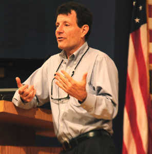 NATASHA THOMSON/THE HOYA Author and columnist Nicholas Kristof, the recipient of two Pulitzer Prizes, spoke on human rights and global inequalities Sunday.
