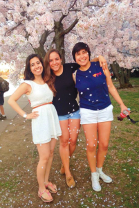 COURTESY MANSI VOHRA Jaime poses with friends during cherry blossom season