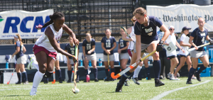FILE PHOTO: JULIA HENNRIKUS/THE HOYA Junior midfielder Emily Weinberg registered one of just two overall shots on goal for the Hoyas against the Huskies Saturday. UConn had 27 shots. 