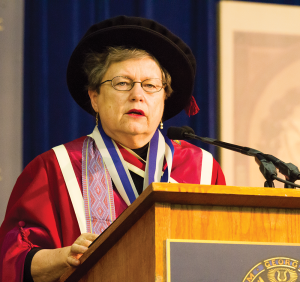FILE PHOTO: ALEXANDER BROWN/THE HOYA Carol Lancaster (SFS '64) at SFS commencement exercises in 2013.