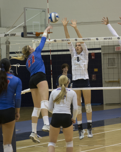 FILE PHOTO: NATE MOULTON/THE HOYA Junior outside hitter Lauren Saar  has 215 digs and 152 kills in 2014.