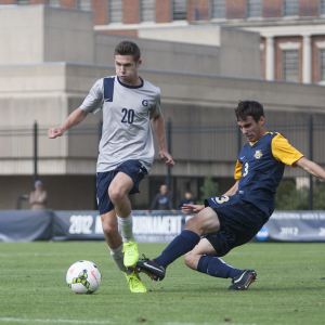 FILE PHOTO: JULIA HENNRIKUS/THE HOYA Sophomore midfielder Bakie Goodman has four assists this season in 14 games. Goodman is an important part of a midfield that has scored six goals and has assisted nine more. Last year, Goodman tallied four goals and three assists. 