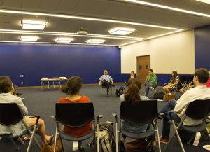DANIEL SMITH/THE HOYA GUPD Chief Jay Gruber fielded questions from students at a roundtable discussion on Tuesday.