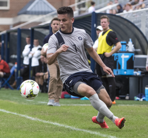 FILE PHOTO: JULIA HENNRIKUS/THE HOYA Freshman midfielder Arun Basuljevic scored his fourth goal of the season Friiday in the 85th minute against Villanova, giving the Hoyas a 2-1 win.