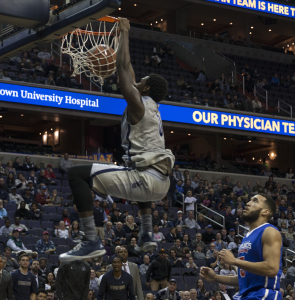 MICHELLE XU/THE HOYA Freshman forward L.J. Peak went 9-for-9 from the field in Georgetown’s 83-62 win over St. Francis Brooklyn on Saturday.