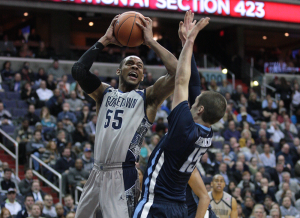 FILE PHOTO: CHRIS BIEN/THE HOYA Senior guard and co-captain Jabril Trawick is one of the veteran leaders for a Hoyas team eager to return to the NCAA tournament in March, 2015. 