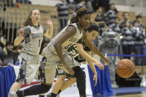 CLAIRE SOISSON/THE HOYA Junior forward Dominique Vitalis scored eight points on Wednesday. She leads the team in scoring with 15.3 points per game.