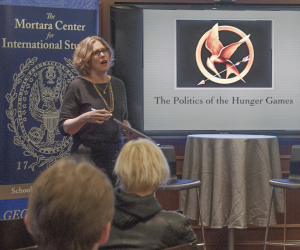 VALERIA BALZA/THE HOYA Professor Daniel Nexon related "The Hunger Games" to modern politics in his talk.
