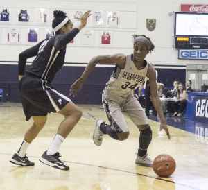 JULIA HENNRIKUS/THE HOYA Freshman guard Dorothy Adomako earned her third Big East Freshman of the Week honor for helping the Hoyas to a 1-1 record over the weekend.