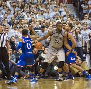 FILE PHOTO: NATE MOULTON/THE HOYA Senior center Joshua Smith notched his second straight double-double with 15 points and 12 rebounds in Georgetown's overtime loss to Providence on Saturday afternoon.