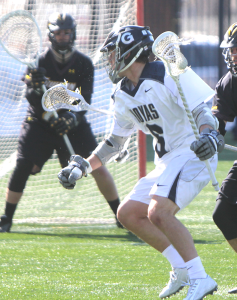 STANLEY DAI/THE HOYA 13 seconds into the second half of his team’s loss to then-No. 16 Towson, senior attack Bo Stafford scored his fifth goal of the season.