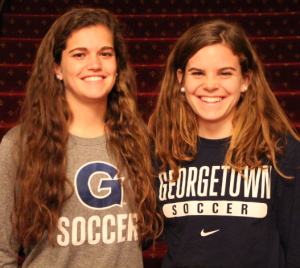 CLAIRE SOISSON/THE HOYA Freshman Rachel Corboz (left) and her sister senior Daphne Corboz will go from competing together on the Hilltop to training for the U.S. national team.