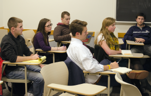 STANLEY DAI/THE HOYA Potential candidates for the GUSA presidency attended compulsory information sessions Jan. 28 and Feb. 2. Campaigning will officially begin Feb. 5 at midnight, while debates for presidential and vice presidential candidates will be held in the week before the election Feb. 19.