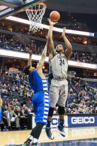 MICHELLE XU/THE HOYA Senior center Joshua Smith scored 15 points and grabbed 11 rebounds for his sixth double-double of the season.