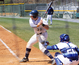 FILE PHOTO: MICHELLE XU/THE HOYA Junior catcher Nick Collins had two hits, including a crucial ninth-inning RBI single, in the Hoyas’ 8-5 win over Lipscomb in the first game of a three-game series. 