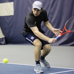 FILE PHOTO: JULIA HENNRIKUS/THE HOYA Junior Daniel Khanin led the way for Georgetown with a 6-2, 7-6 (8-6) victory in first singles over Johns Hopkins sophomore Jeremy Dubin.