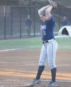 FILE PHOTO: ERIN NAPIER/THE HOYA Senior pitcher Megan Hyson, who dropped a game against Princeton, has an ERA of 1.92, which is the lowest of all the pitchers on the team.